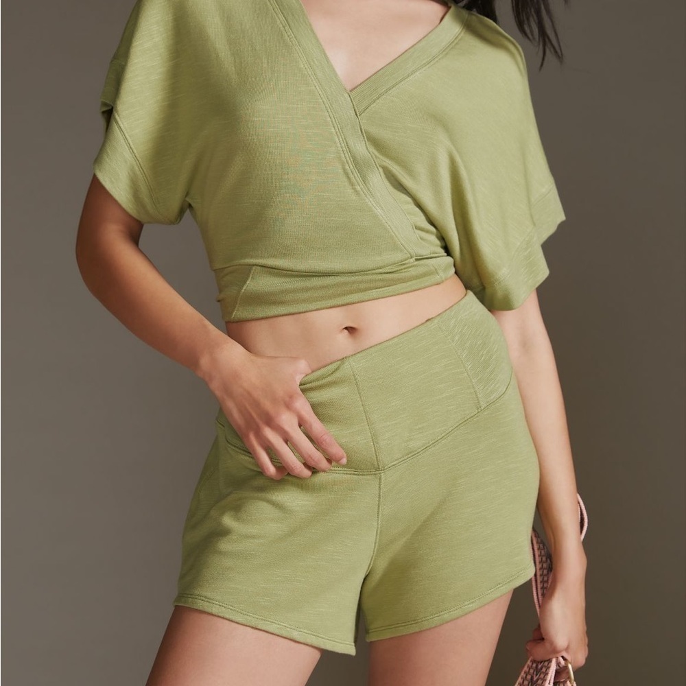 Anthropologie NWT Daily Practice Fitted Corset Shorts Moss Green Size XS